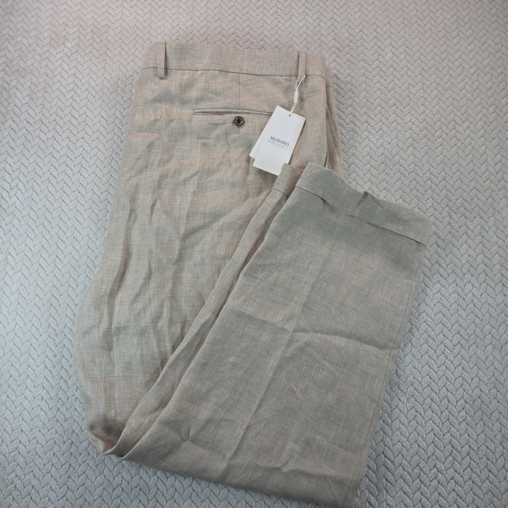Murano Baird McNutt 100% Linen Pants Tan Zac Classic Fit Big Man 48x30 NWT